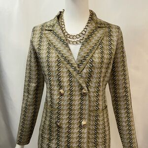 Joie Green and Cream Houndstooth Blazer